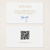 Blancs | Détails du Mariage de ruban bleu Code QR (Devant & derrière)