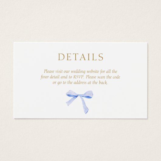 Blancs | Détails du Mariage de ruban bleu Code QR (Devant)