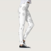 Blancs et Argent Snowflakes Leggings (Droite)