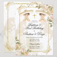 Blancs et Gold mexicaine invitation jumeaux