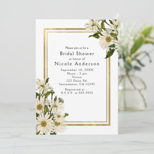 Blancs & Gold Elegant Rustic Invitations (Debout devant)