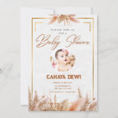 Blancs Gold esthétique invitation à la douche bébé (Devant)