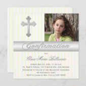 Blancs Jaune Confirmation Photo Invitation (Devant / Derrière)
