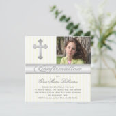 Blancs Jaune Confirmation Photo Invitation (Debout devant)