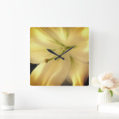 Blancs Lillum Fleur Photo Carré Mur Horloge (Maison)