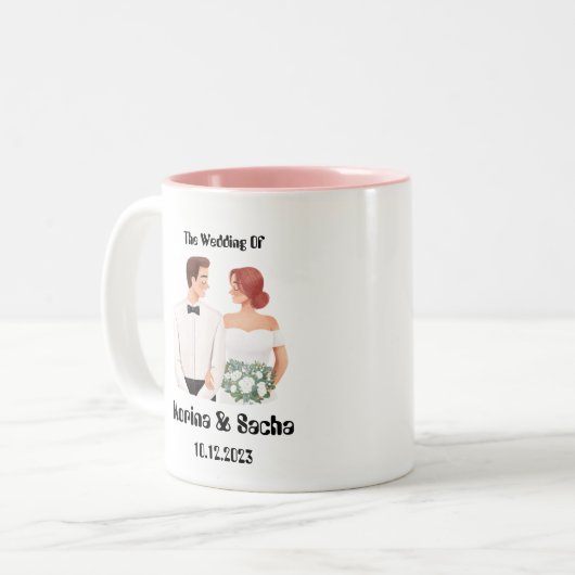 Blancs Mariage Illustration Cadeau Imprimer Mug (Devant gauche)