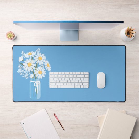 Blancs Mason Jar sur Bleu (Bureau 1)