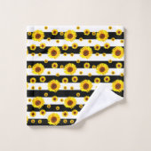 Blancs Noirs Avec Fleur De Tournesol (Gant de toilette)