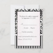 Blancs noirs Damas, oiseaux, rayures RSVP (Dos)