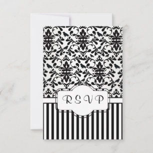 Blancs noirs Damas, oiseaux, rayures RSVP