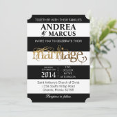 Blancs noirs modernes 5x7 Faire-part de mariage (Debout devant)