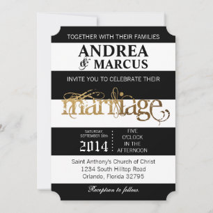 Blancs noirs modernes 5x7 Faire-part de mariage