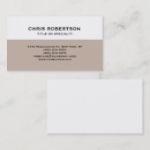 Blancs Raffinés Beige rayé Carte de visite moderne (Devant / Derrière)