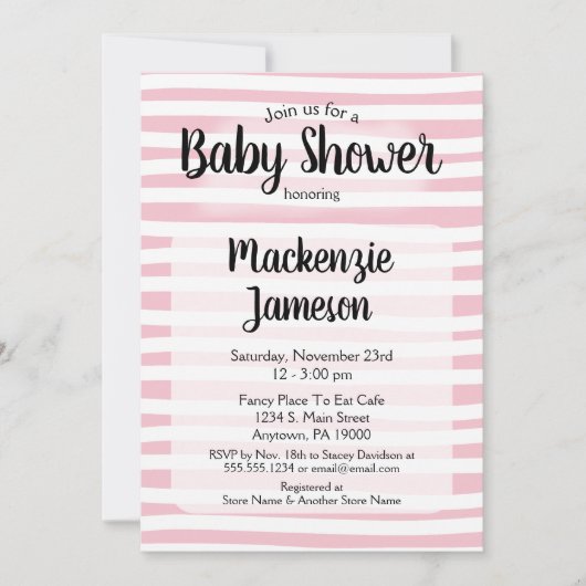 Blancs rose Baby shower Invitation fille (Devant)