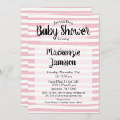 Blancs rose Baby shower Invitation fille (Devant / Derrière)