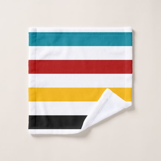 Blancs, turquoise, rouge, jaune et noir (Gant de toilette)