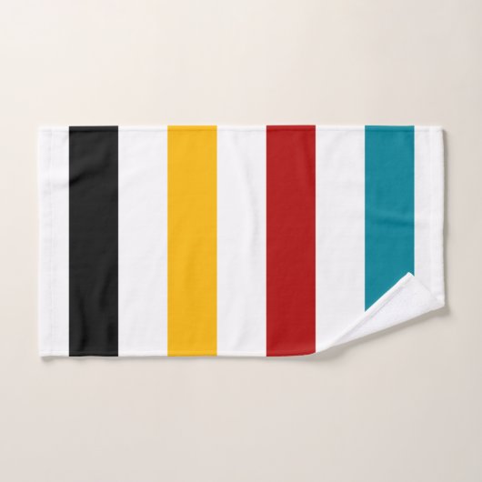 Blancs, turquoise, rouge, jaune et noir (Serviette à main)