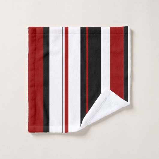Blancs verticaux noirs rouges (Gant de toilette)