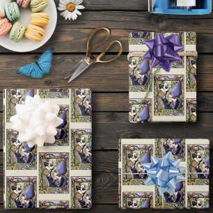 Blande Fairy Bloemen Paarse Inpakpapier Vel