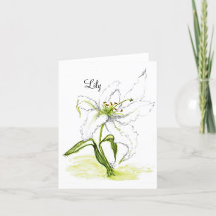 Blanded notecard floral watercolor Lilly Bedankkaart