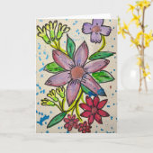 Blank Abstract Watercolor Floral Greeting  Kaart (Gele Bloem)