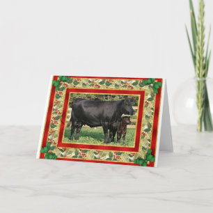 Blank Angus Koe en kalf Blank Kerst Kaart