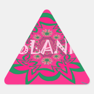 Blank Baby Levendig Roze Bloemen Paarse Schaduw Mo Driehoek Sticker