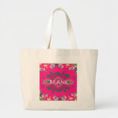 Blank Baby Levendig Roze Bloemen Paarse Schaduw Mo Grote Tote Bag (Voorkant)
