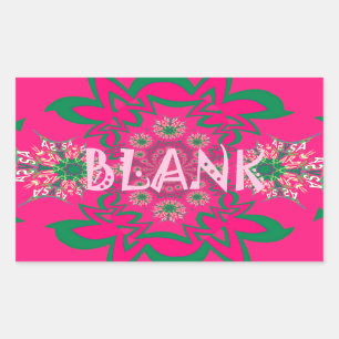 Blank Baby Levendig Roze Bloemen Paarse Schaduw Mo Rechthoekige Sticker