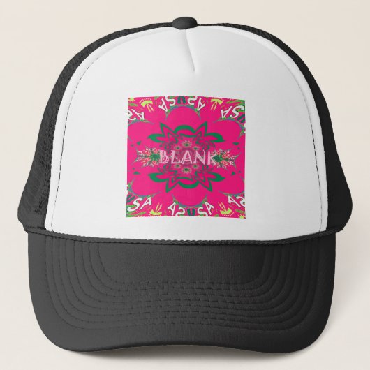 Blank Baby Levendig Roze Bloemen Paarse Schaduw Mo Trucker Pet (Voorkant)