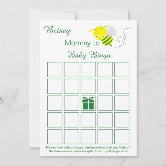 Blank Baby shower Bingo Kaarten met Bumblebee (Voorkant)