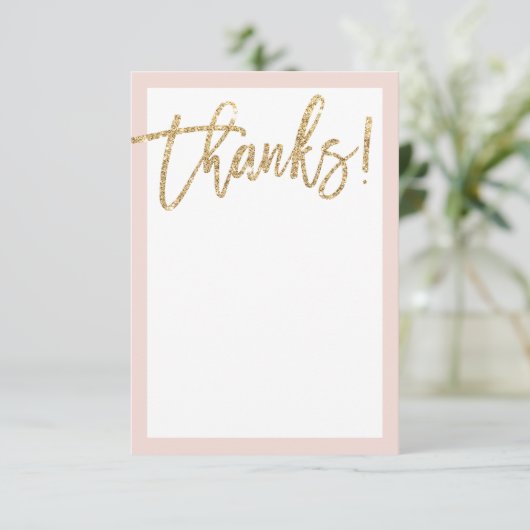 BLANK BEDANKT Gouden glitter script blush roze (Staand voorkant)