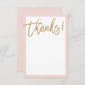 BLANK BEDANKT gouden glitterscript roze blush (Voorkant / Achterkant)