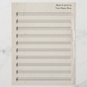 Blank Bladmuziek 10 Stave Antiek gescheurd papier