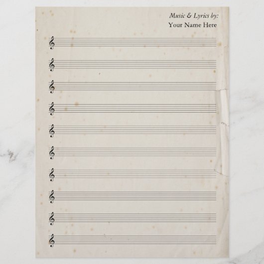Blank Bladmuziek 10 Stave Antiek gescheurd papier (Voorkant)