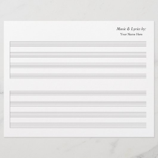 Blank Bladmuziek 4 Stave Single (Voorkant)