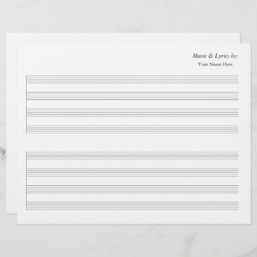 Blank Bladmuziek 4 Stave Single (Voorkant / Achterkant)