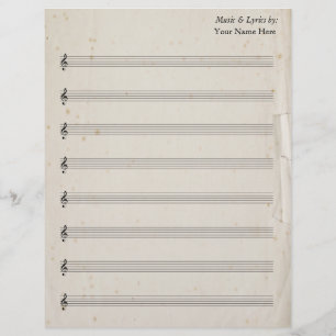 Blank Bladmuziek 8 Stave Antiek gescheurd papier