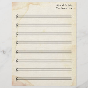 Blank Bladmuziek 8 Stave Oud Gebrandschilderd Papi