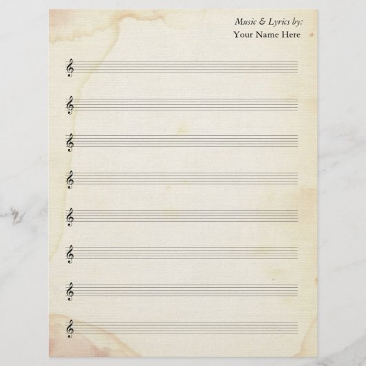 Blank Bladmuziek 8 Stave Oud Gebrandschilderd Papi (Voorkant)