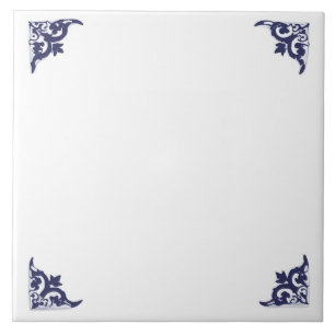 Blank Blauw Wit Delfts Os hoofd Hoek Bloeien Tegeltje