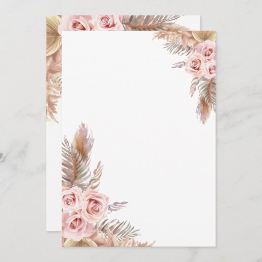 Blank Boho Trouwstationery Kaart (Voorkant / Achterkant)