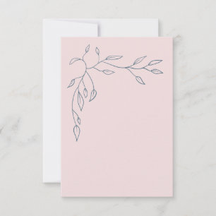 Blank bruiloft Dank Kaart roze / Navy bladeren