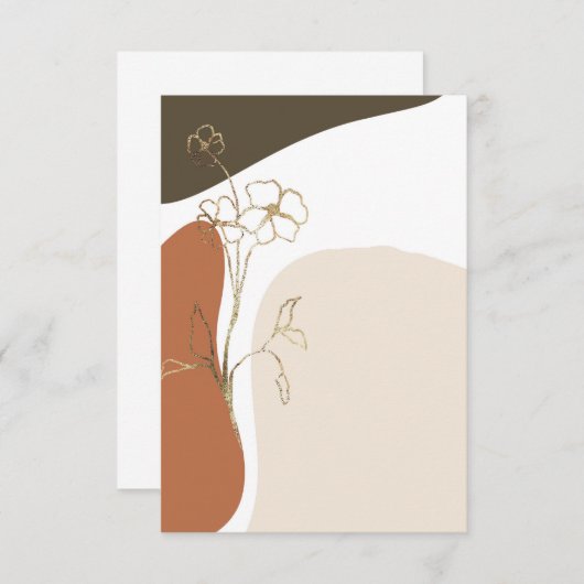 Blank budget Moderne bruiloft met bloemen Kaart (Voorkant / Achterkant)