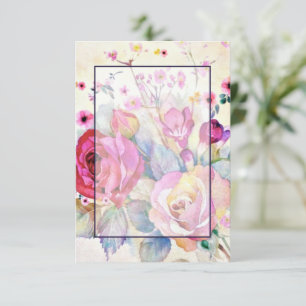 Blank budget Roze bloemen bruiloft Kaart