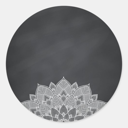Blank Chalkboard Mandala Lotus Flower Swirl Ronde Sticker (Voorkant)
