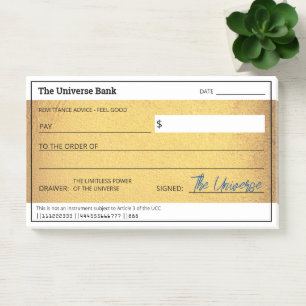Blank Check Gold Wet van Attractie Overvloed Post-it® Notes