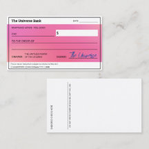 Blank Check Pink Aura Wet van aantrekkingskracht O