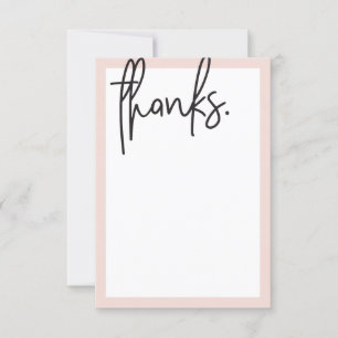 BLANK DANKJEWEL moderne letters zwarte blos roze Bedankkaart
