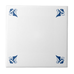 Blank Delfts Blauw en Wit Fleur de Lis Hoeken Tegeltje